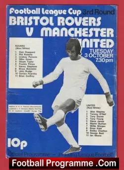 Bristol Rovers v Manchester United 1972 - Man Utd - football programme