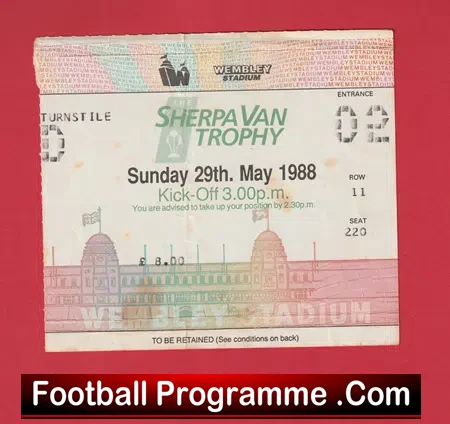 Burnley v Wolves 1988 – Associate Members Cup Final Ticket
