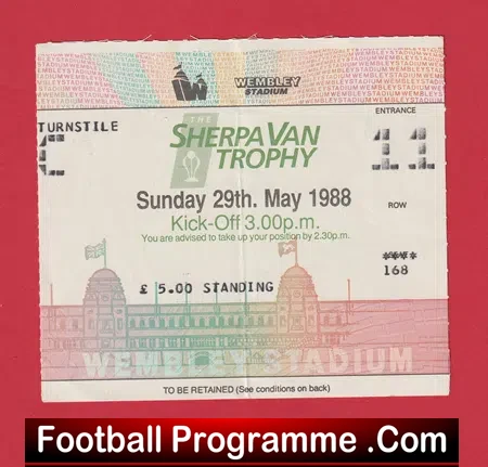 Burnley v Wolves 1988 – Associate Members Cup Final Ticket
