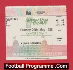 Burnley v Wolves 1988 – Associate Members Cup Final Ticket