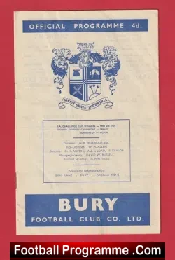 Bury v Shrewsbury Town 1961 - football programme