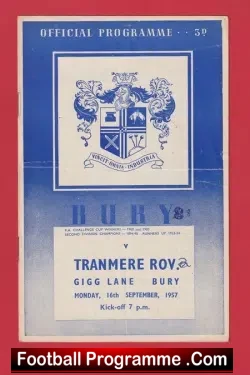 Bury v Tranmere Rovers 1957 – 8 Goals for Bury FC