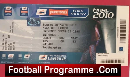 Carlsile United v Southampton 2010 – League Trophy Final Ticket
