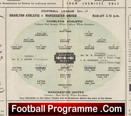 Charlton Athletic v Manchester United 1949 - 1940's Programme