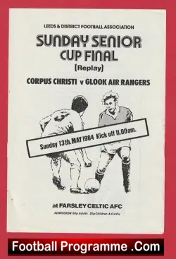 Corpus Christi v Glook Air Rangers 1984 Senior Cup Final Replay - football programme