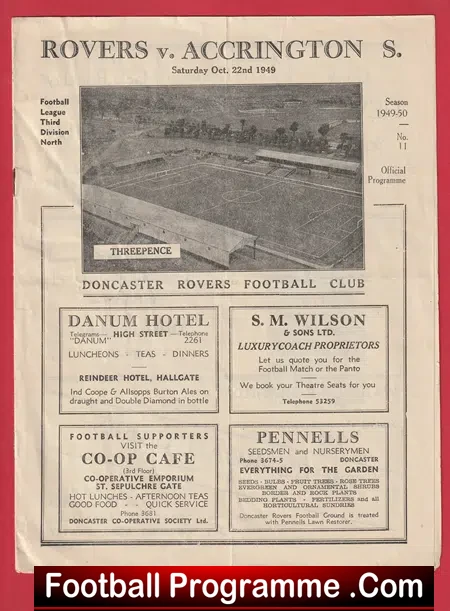 Doncaster Rovers v Accrington Stanley 1949 – 1940’s Programme