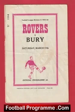 Doncaster Rovers v Bury 1956 - football programme