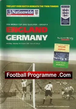 England v Germany 2000 - Last ever Match at Wembley FULL PACK - football programme