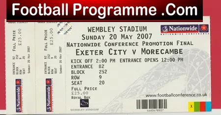 Exeter City v Morecambe 2007 – Playoff Final Ticket