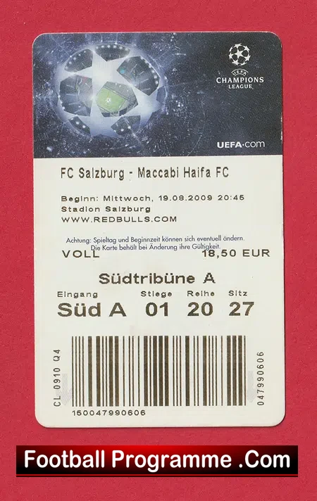 FC Salzburg v Maccabi Haifa 2009 – Football Ticket Austria