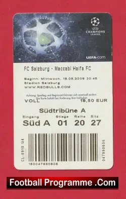 FC Salzburg v Maccabi Haifa 2009 – Football Ticket Austria