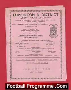 Fisher Fenwick v Wood Green United 1963 - Cup Final Edmonton - football programme