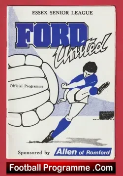 Ford United v Brentwood 1985 - Essex Senior League - football programme