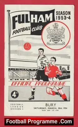 Fulham v Bury 1954 - football programme
