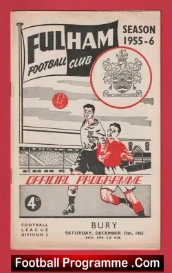 Fulham v Bury 1955 - football programme