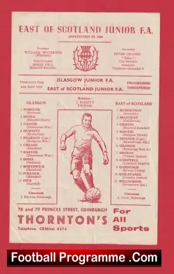 Glasgow Junior FA v East Of Scotland 1950 Tynecastle Park Hearts - football programme