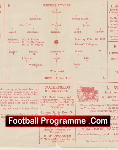 Gresley Rovers v Duffield United 1950s