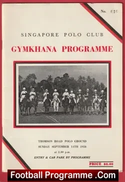 Gymkhana Ponies Horse Racing Pony at Singapore Polo 1958 - sport programme