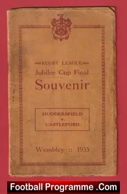 Huddersfield Rugby Jubilee Cup Final Souvenir Brochure 1935 - rugby programme