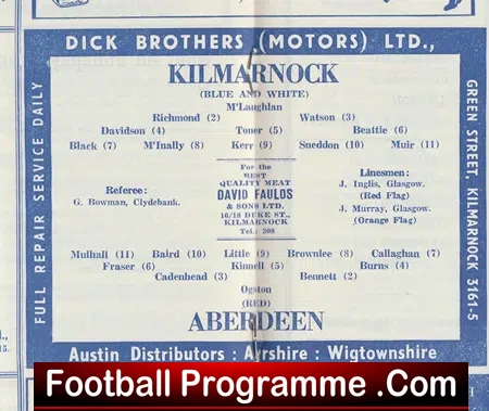 Kilmarnock v Aberdeen 1961 - Scotland