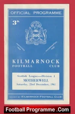 Kilmarnock v Motherwell 1961 - Scotland - football programme