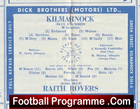 Kilmarnock v Raith Rovers 1961 - Scotland