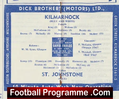 Kilmarnock v St Johnstone 1964 - Scotland