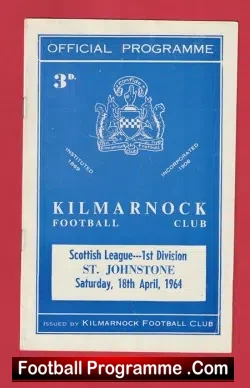 Kilmarnock v St Johnstone 1964 - Scotland - football programme