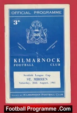 Kilmarnock v St Mirren 1961 - football programme