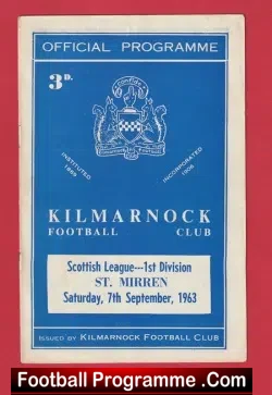 Kilmarnock v St Mirren 1963 - 60's Programmes - football programme