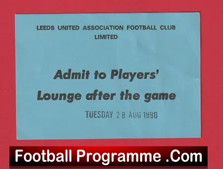 Leeds United v Manchester United 1990 – Players Lounge Ticket