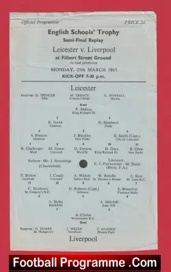 Leicester v Liverpool 1965 - English Schoolboy Semi Final Replay - football programme