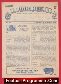 Leyton Orient v Colchester United 1954 - football programme