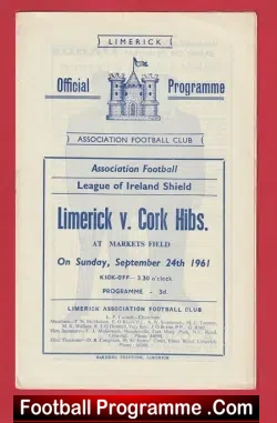 Limerick v Cork Hibs 1961 - Ireland - football programme