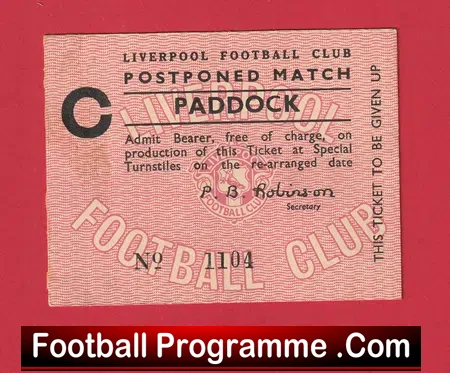 Liverpool v Ferencvaros 1968 – Football Ticket