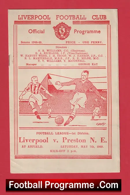 Liverpool v Preston 1949 – Old Football Progrmmes