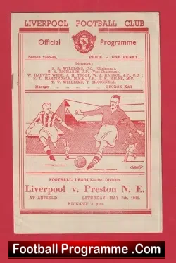 Liverpool v Preston 1949 – Old Football Progrmmes