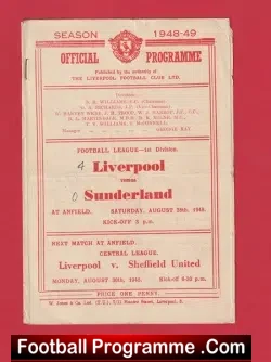 Liverpool v Sunderland 1948 – 1940’s Programmes