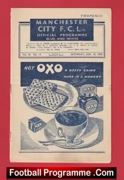 Manchester City v Barnsley 1948 – 1940s Programmes