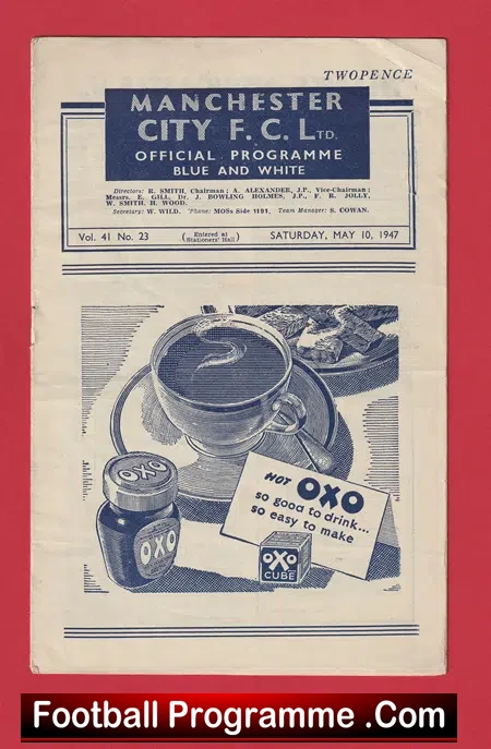 Manchester City v Burnley 1947 – 1940’s Man City Programmes