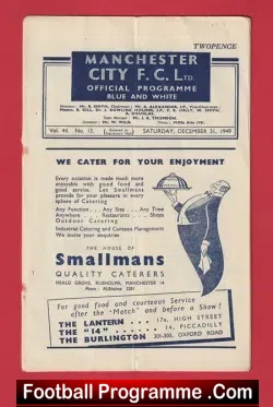 Manchester City v Manchester United 1949 - Man United - football programme