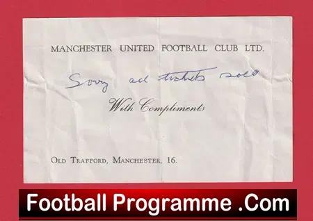 Manchester United Football Club Comps Ticket