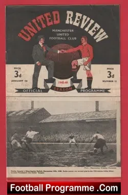 Manchester United v Arsenal 1949 - 1940s Man United - football programme