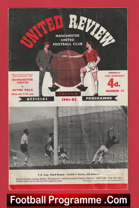 Manchester United v Aston Villa 1962 – Man Utd Re Arranged Game