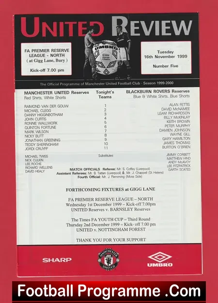 Manchester United v Blackburn Rovers 1999 - Reserves Match