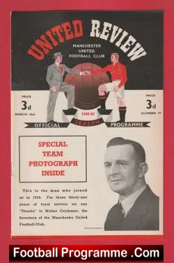 Manchester United v Blackpool 1950 - Man Utd - football programme