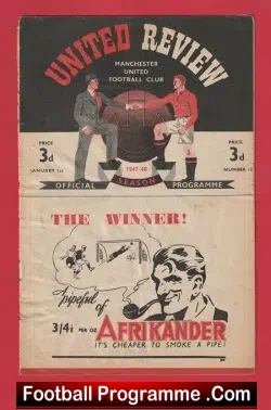 Manchester United v Burnley 1948 - 1940s Man Utd - football programme