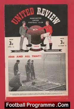Manchester United v Everton 1950 - Lowest Attendance Ever - football programme