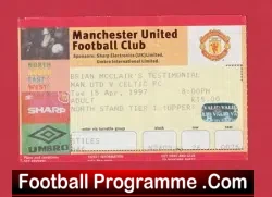 Manchester United v Glasgow Celtic 1997 – Ticket Brian McClair