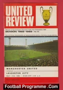 Manchester United v Leicester City 1969 - Man Utd - football programme